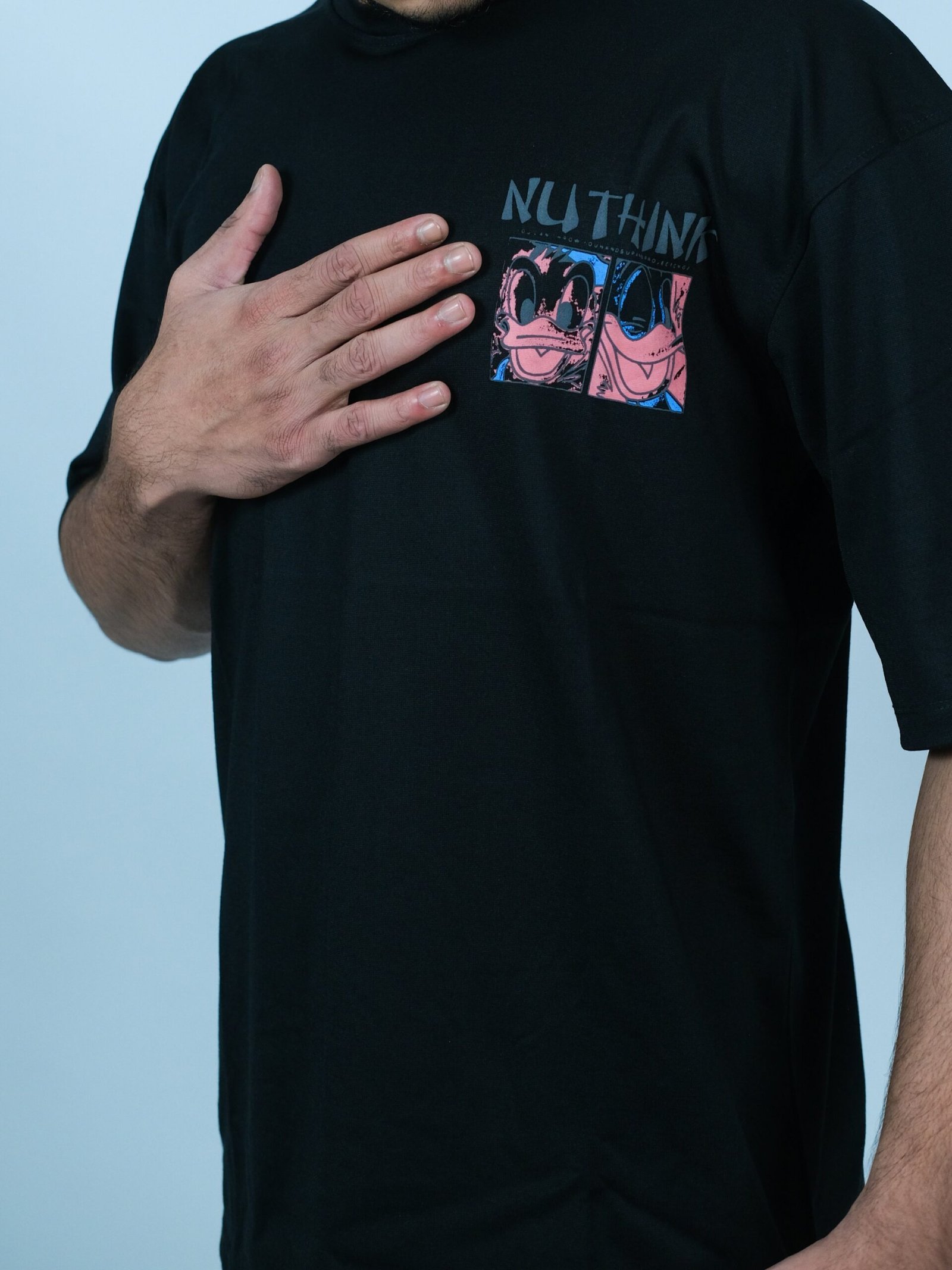 Men’s Black Oversized Donald Duck Graphic T-Shirt - Image 2