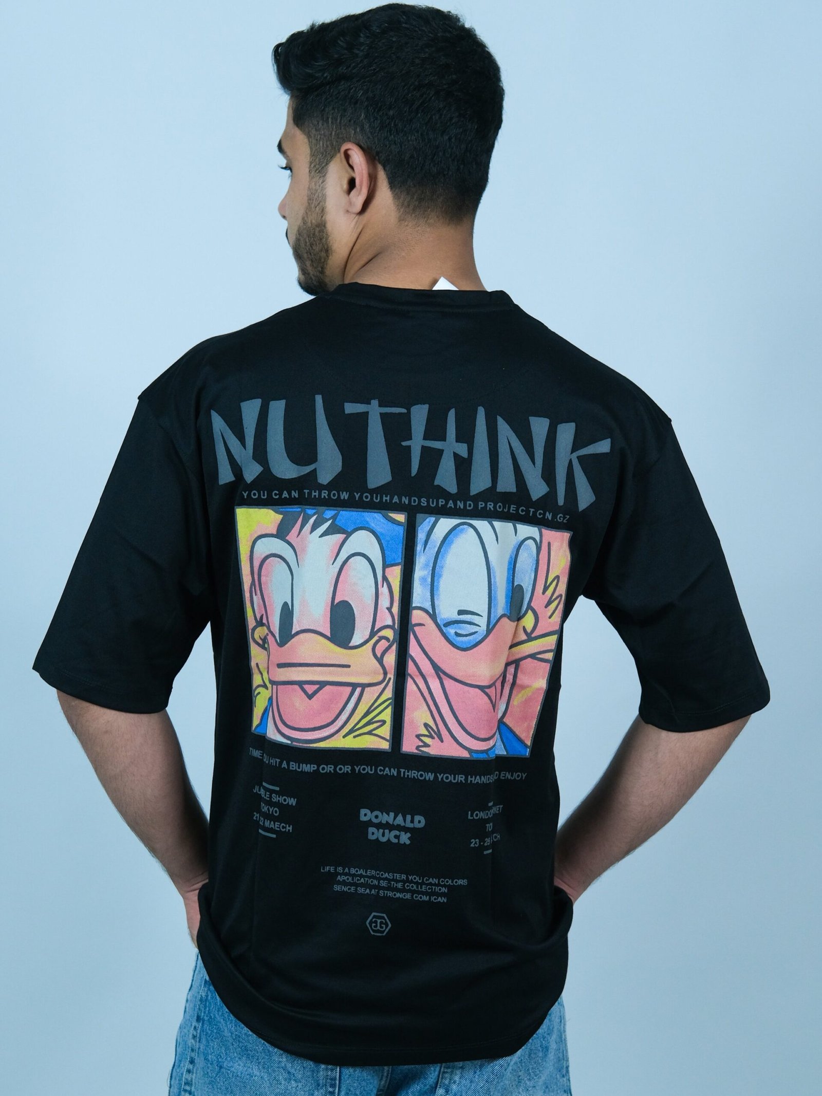 Men’s Black Oversized Donald Duck Graphic T-Shirt - Image 3
