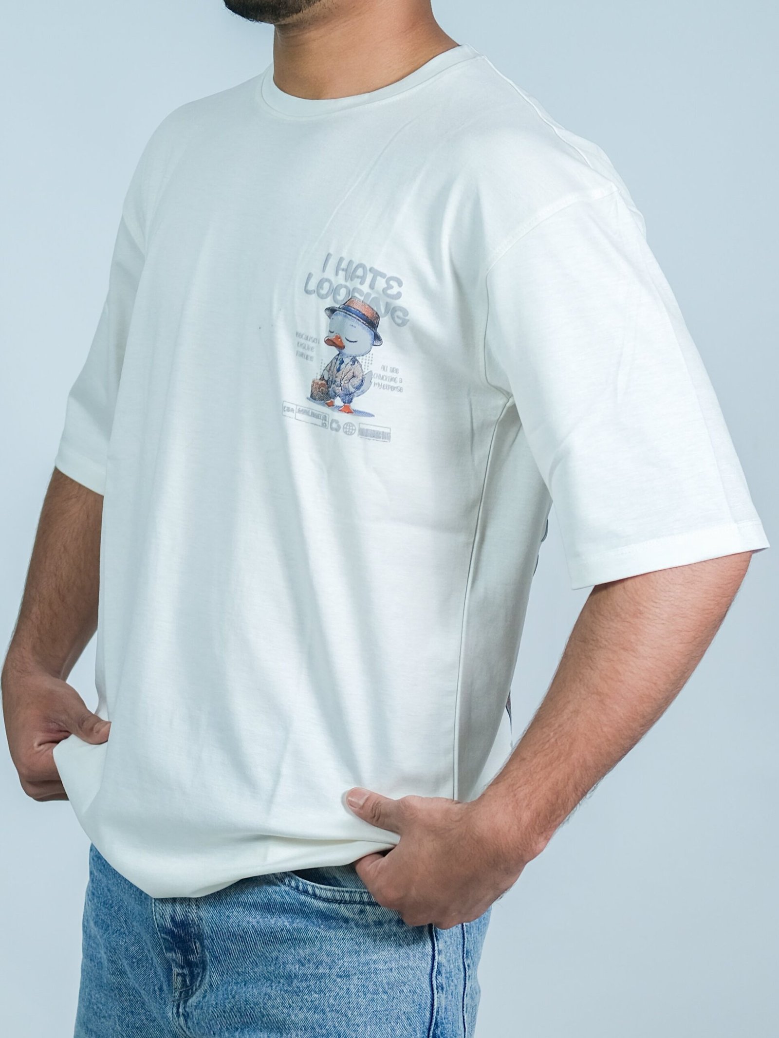 White Printed Cartoon Tshirt - Image 2