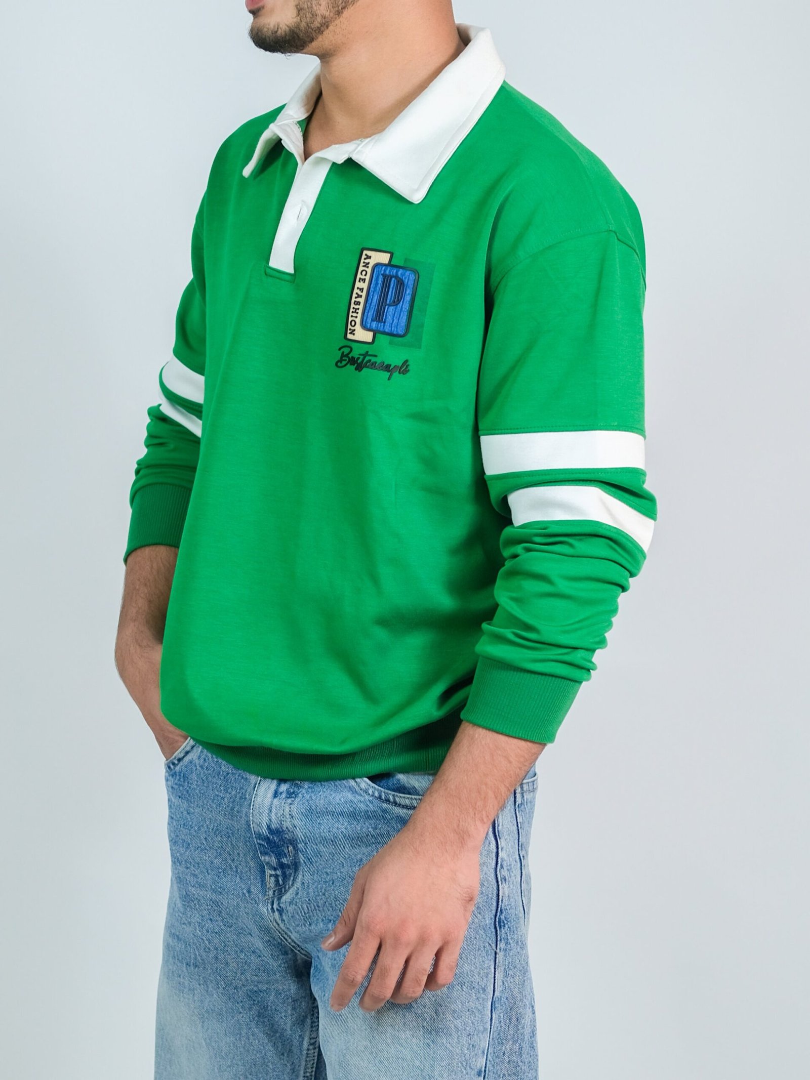Green rugby style full sleeve tshirt - Image 2
