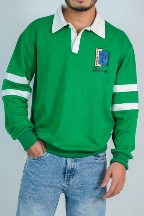 Green rugby style full sleeve tshirt