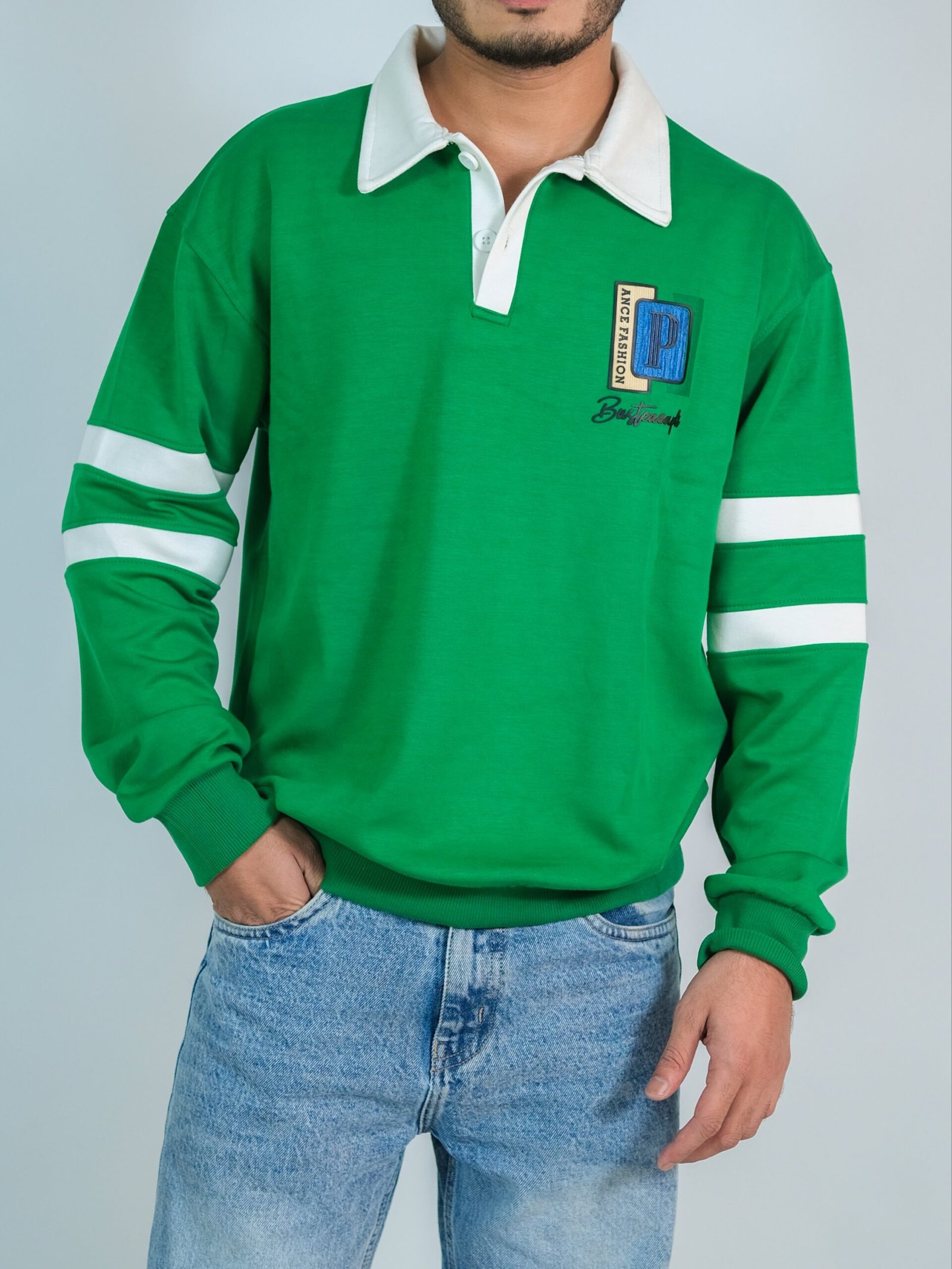 Green rugby style full sleeve tshirt - Image 3