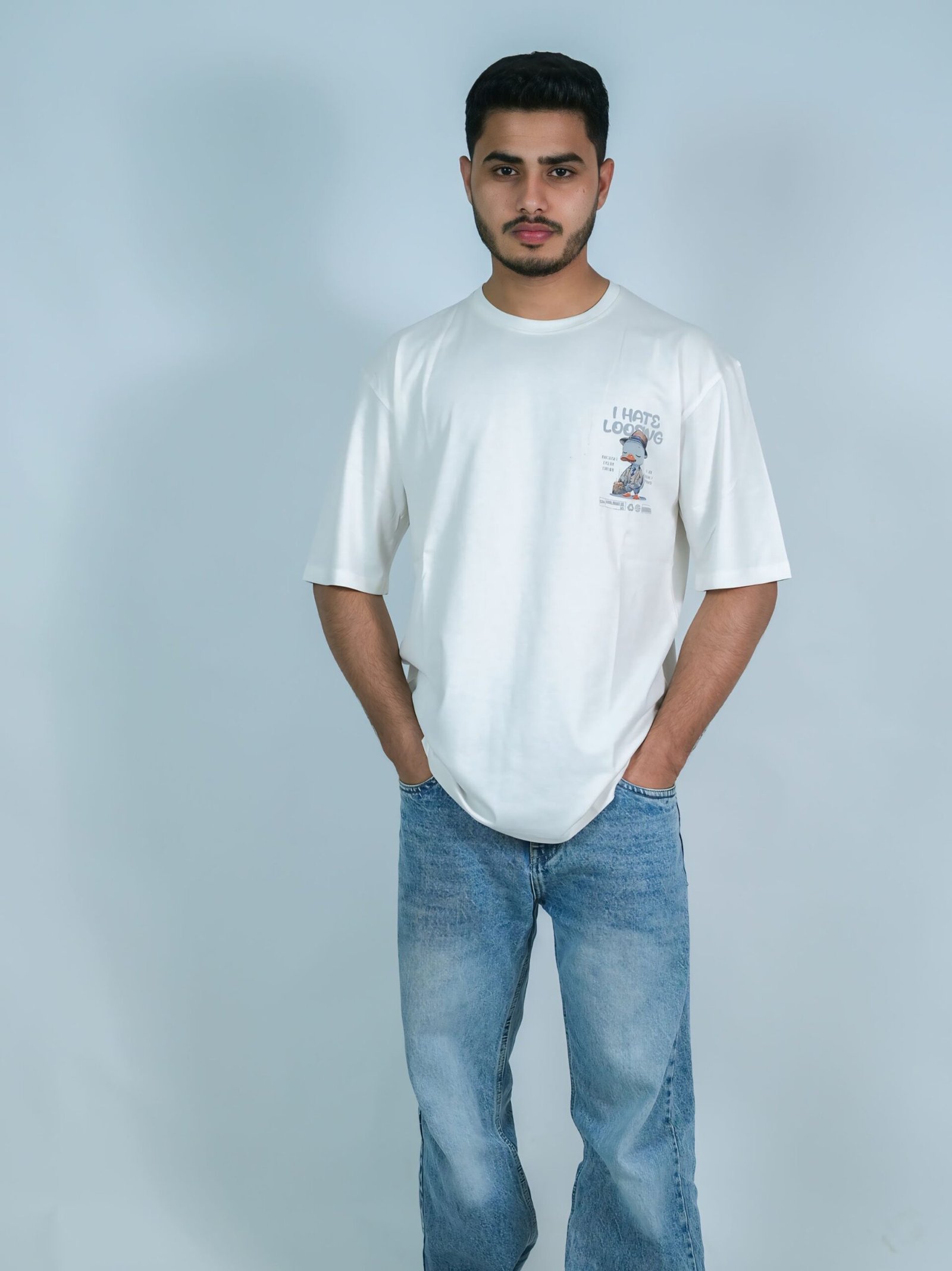 White Printed Cartoon Tshirt