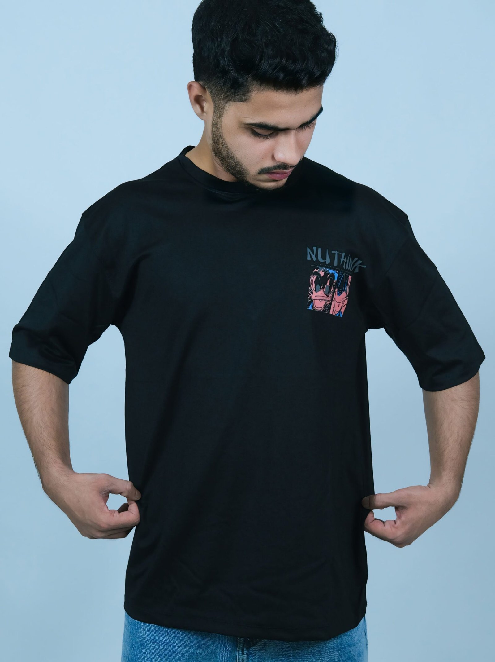 Men’s Black Oversized Donald Duck Graphic T-Shirt