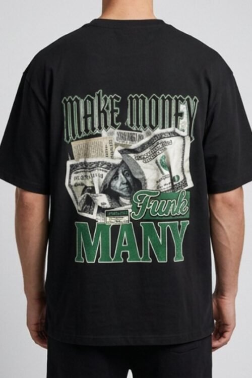 Money Graphic Oversized Black T-Shirt