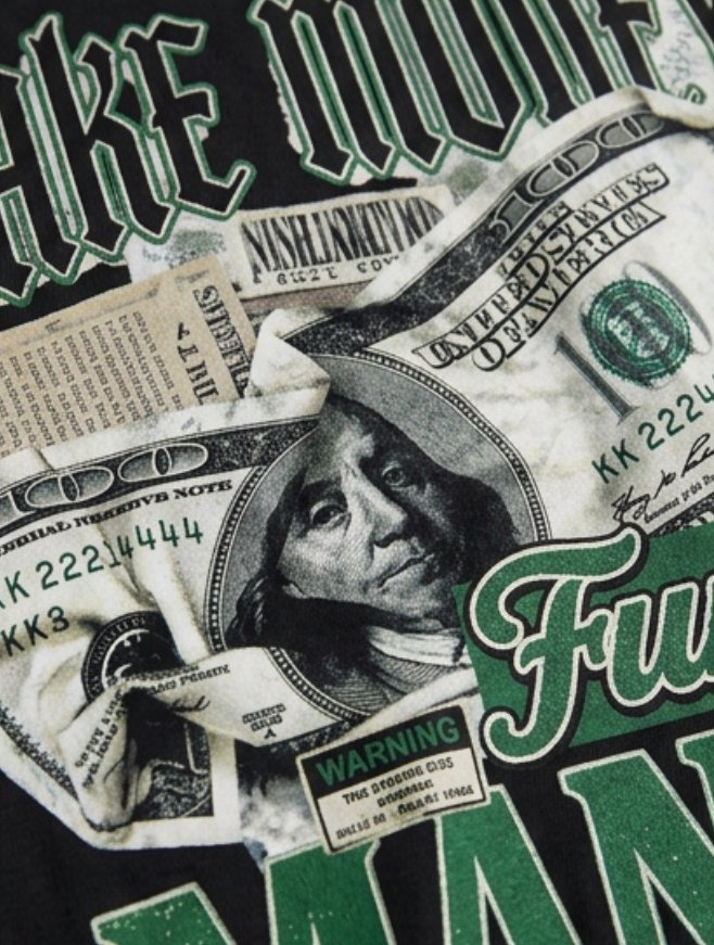 Money Graphic Oversized Black T-Shirt - Image 3