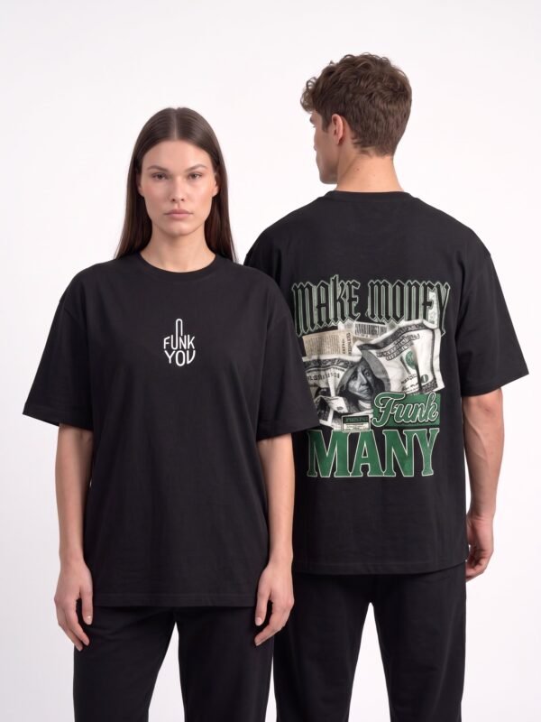Money Graphic Oversized Black T-Shirt